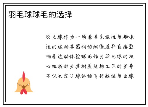 羽毛球球毛的选择